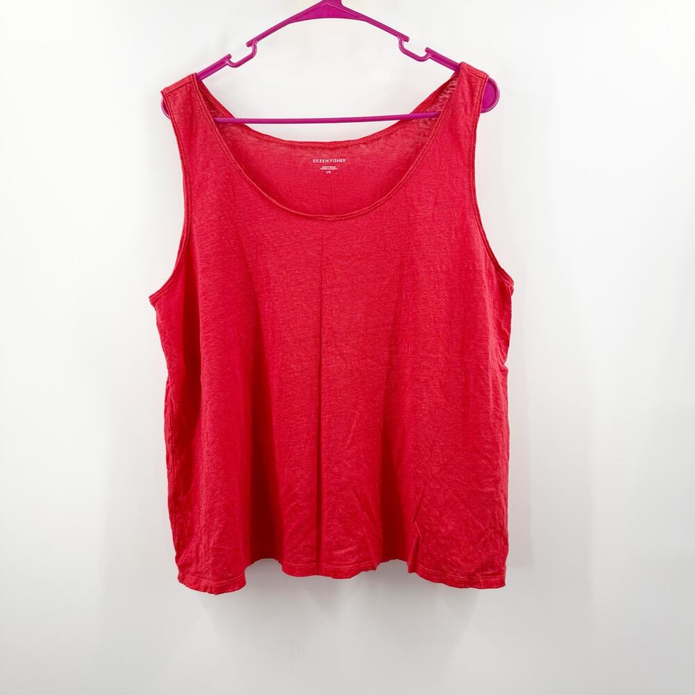 Eileen Fisher Tank Top SZ Large 100% Organic Linen Sleeveless Scoop Neck Relaxed